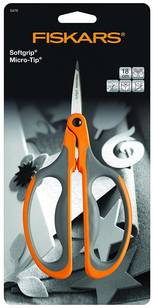 Fiskars 9476 Micro-Tip Ciseaux Poignée Softgrip pour Droitiers/Gauchers Orange 18 cm
